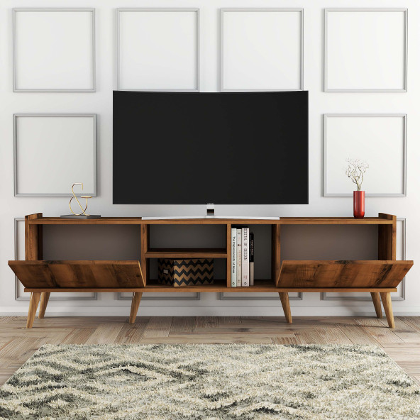 1340 Lotus 180 Cm (AHŞAP AYAKLI) Tv Ünitesi Hat Rengi - 3