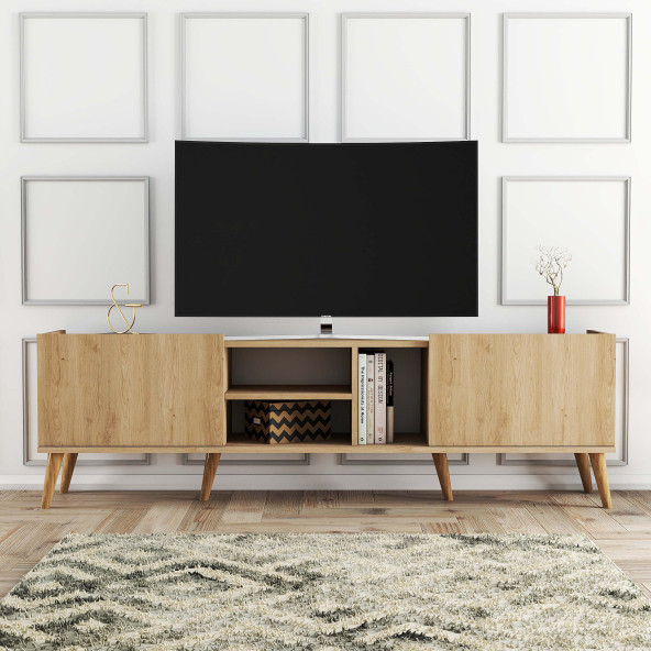 1350 Lotus 180 Cm (AHŞAP AYAKLI) Tv Ünitesi Sepet Rengi - 2