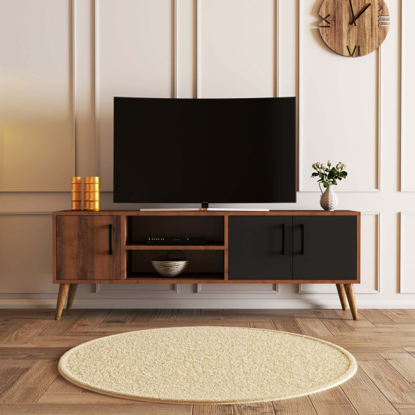 Mezza Exxen (Ahşap Ayaklı) Tv Ünitesi Hat - Antrasit 1580 - 2