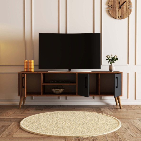 Mezza Exxen (Ahşap Ayaklı) Tv Ünitesi Hat - Antrasit 1580 - 3