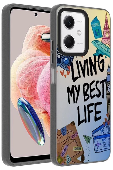 Xiaomi Redmi Note 12 4G Kılıf Desenli Kamera Çerçeveli Sert Dragon Kapak - 7