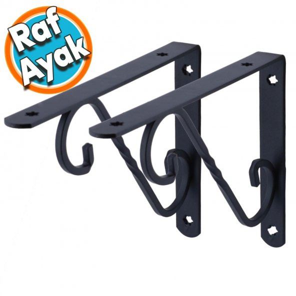Raf Altı Raf Tutucu Ayak Ferforje Siyah 145 x 195 mm 2 ADET