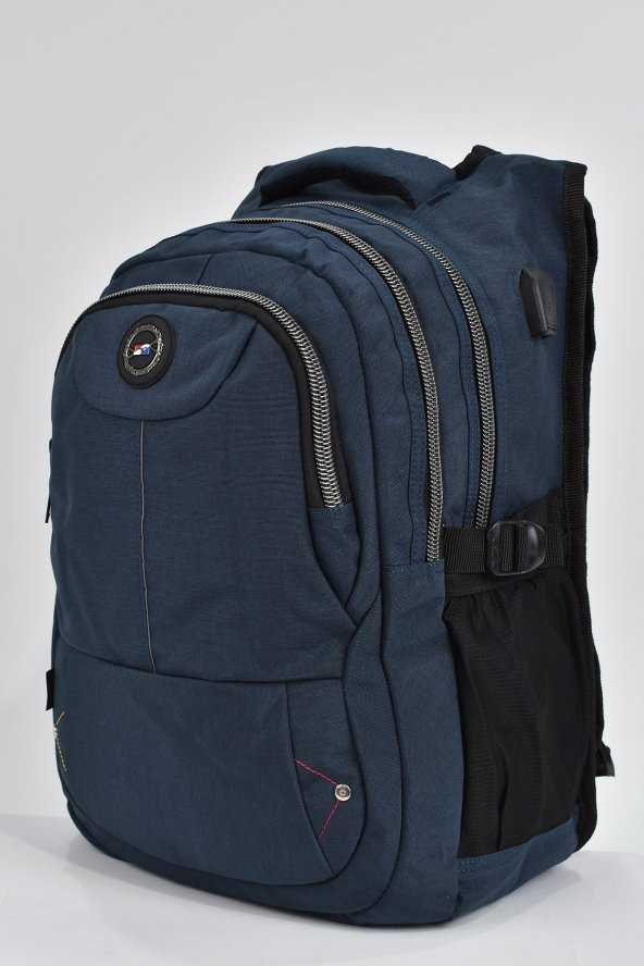 Elatae Unisex Ortopedik Çok Gözlü Günlük Seyahat Okul Sırt Çantası Lacivert 2237 - 6