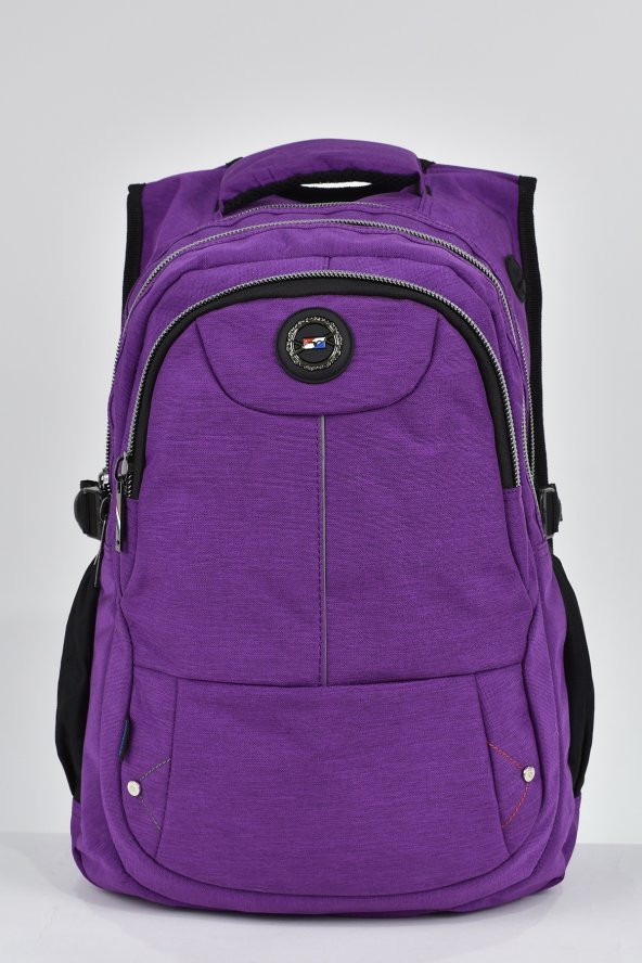 Elatae Unisex Ortopedik Çok Gözlü Günlük Seyahat Okul Sırt Çantası Mor 2237 - Resim 2
