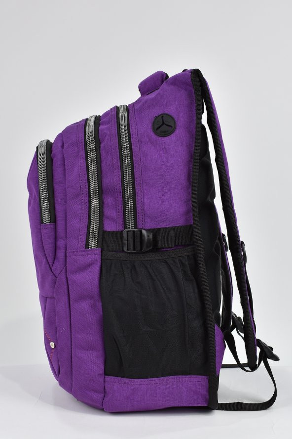 Elatae Unisex Ortopedik Çok Gözlü Günlük Seyahat Okul Sırt Çantası Mor 2237 - Resim 3