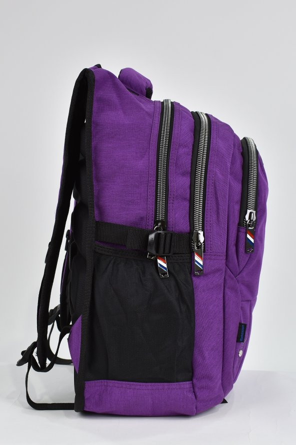 Elatae Unisex Ortopedik Çok Gözlü Günlük Seyahat Okul Sırt Çantası Mor 2237 - Resim 7