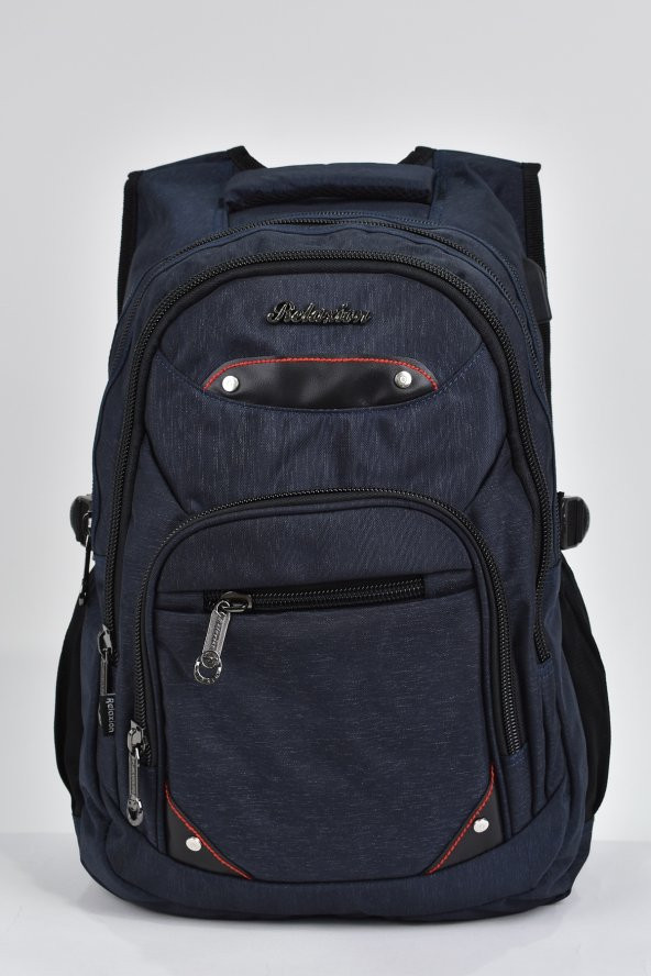 Elatae Unisex Ortopedik Çok Gözlü Günlük Seyahat Okul Sırt Çantası Lacivert 2225 - Resim 2