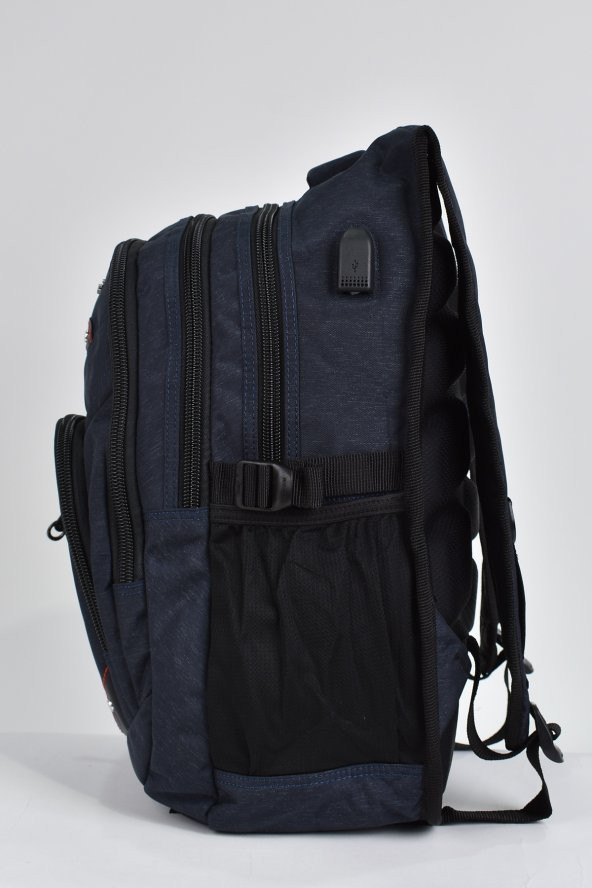 Elatae Unisex Ortopedik Çok Gözlü Günlük Seyahat Okul Sırt Çantası Lacivert 2225 - Resim 3