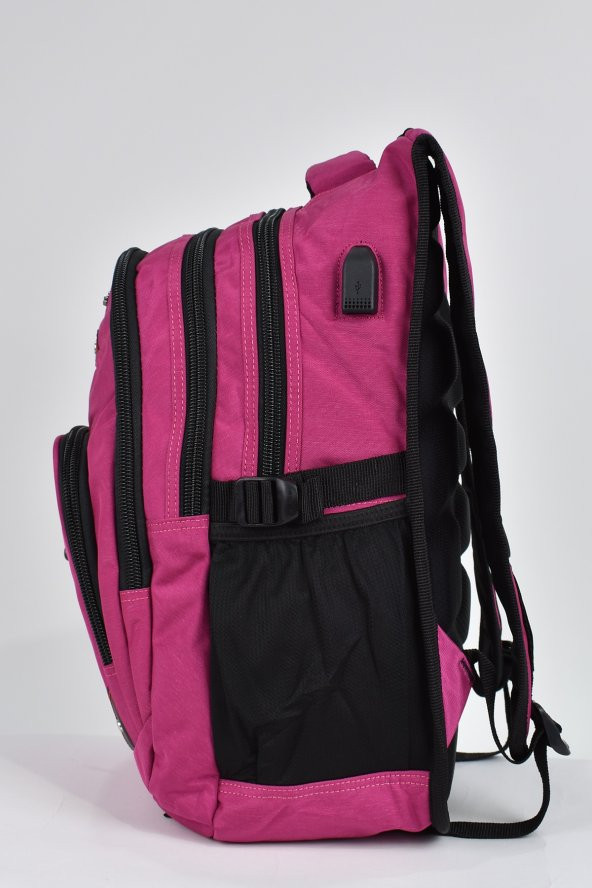 Elatae Unisex Ortopedik Çok Gözlü Günlük Seyahat Okul Sırt Çantası Pembe 2225 - Resim 3