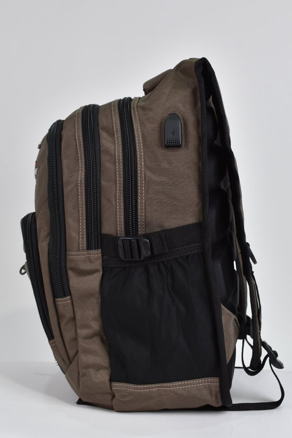 Elatae Unisex Ortopedik Çok Gözlü Günlük Seyahat Okul Sırt Çantası Vizon 2225 - 3