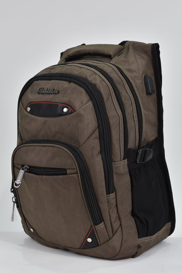 Elatae Unisex Ortopedik Çok Gözlü Günlük Seyahat Okul Sırt Çantası Vizon 2225 - 6