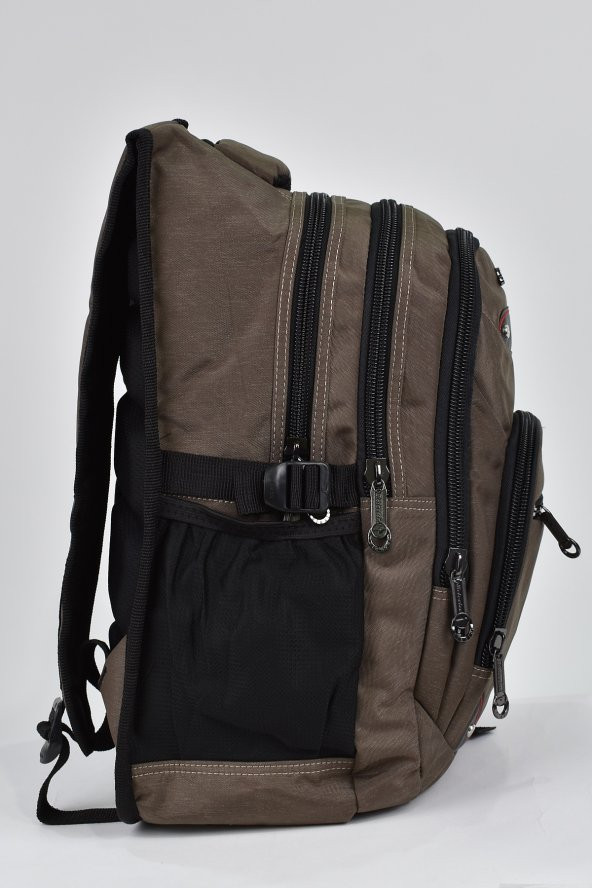 Elatae Unisex Ortopedik Çok Gözlü Günlük Seyahat Okul Sırt Çantası Vizon 2225 - 7