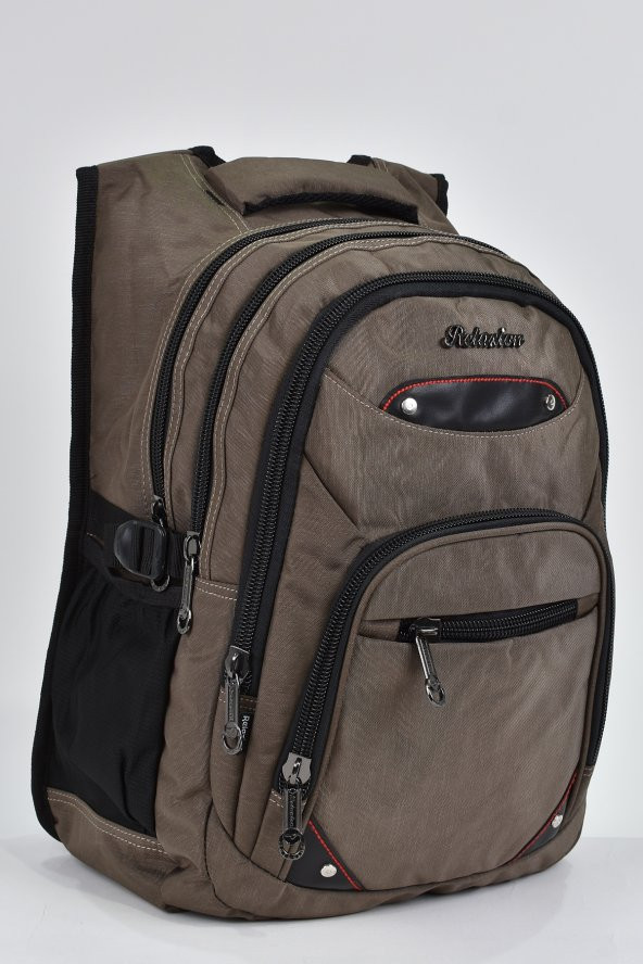 Elatae Unisex Ortopedik Çok Gözlü Günlük Seyahat Okul Sırt Çantası Vizon 2225