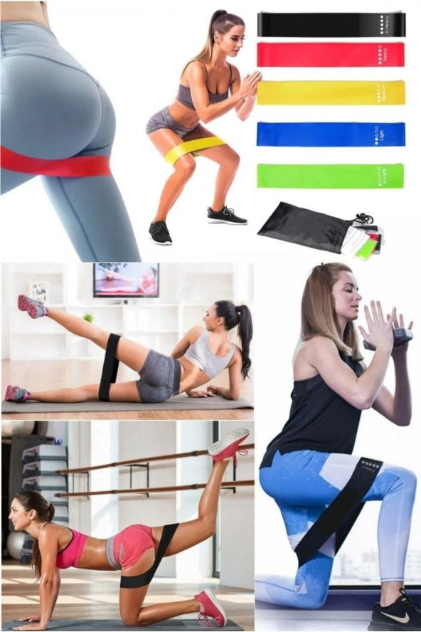 Nakres Plates Fitness Direnç Lastiği 5'li Set 5 Kademeli Squat Bant Kas Germe Kalça Egzersiz Direnç Lastiği - 2