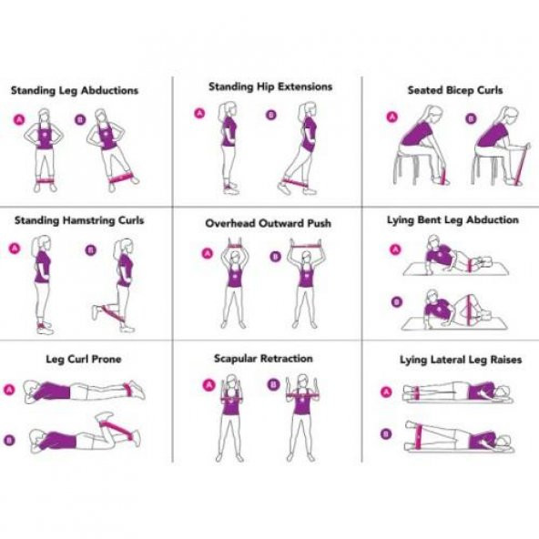 Nakres Plates Fitness Direnç Lastiği 5'li Set 5 Kademeli Squat Bant Kas Germe Kalça Egzersiz Direnç Lastiği - 6