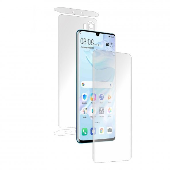 Huawei P30 Lite İle Uyumlu Ön-Arka 360 Fullbody Darbe Emici Kaplama ve Hd Ekran Koruyucu