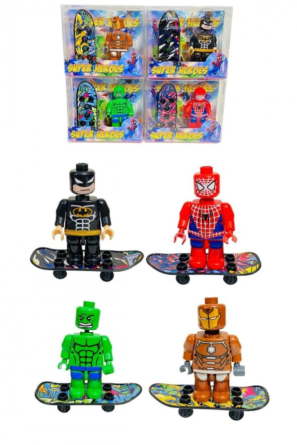 Batman Hulk Spiderman Ve Ironman 4 Model Kaykaylı Figür