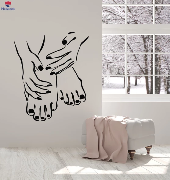 Tırnak Dekorasyon Duvar Sticker Nail Art Studio Pedikür Manikür Salonu Tasarım Lehçe Çıkartmalar