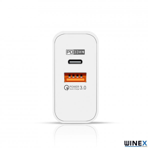 Winex 65W UsbA PD33W Quick Charger 3.0 UsbA to Type-C 3m Kablolu Hızlı Şarj Aleti Set - 3