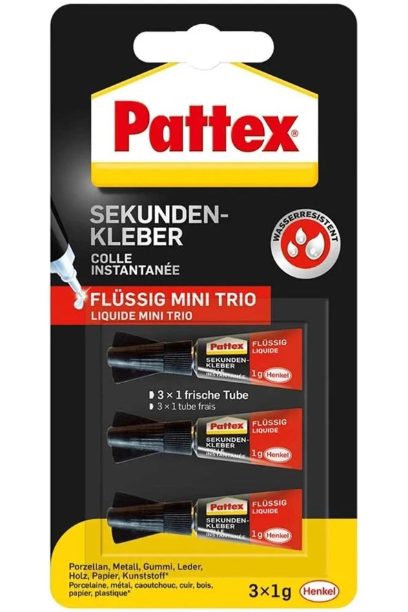 Pattex Japon Yapıştırıcı Gel Mini Süper 3x1 Gram Süper Japon Yapıştırıcı