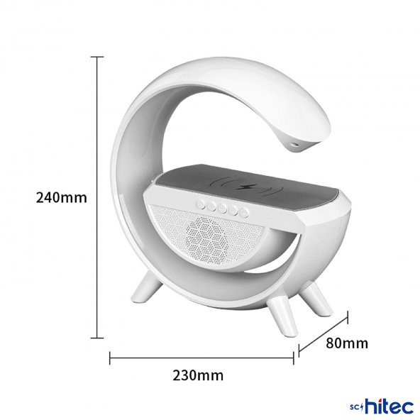 ScHitec G Bluetooth Hoparlörlü Kablosuz Şarj Özellikli Masa ve Gece Lambası - 5