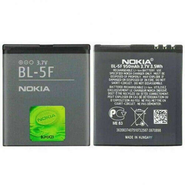 Day Orijinal Nokia N72 BL-5F 950 mAh Batarya Pil (Uzun Ömürlü Yüksek Kapasite)