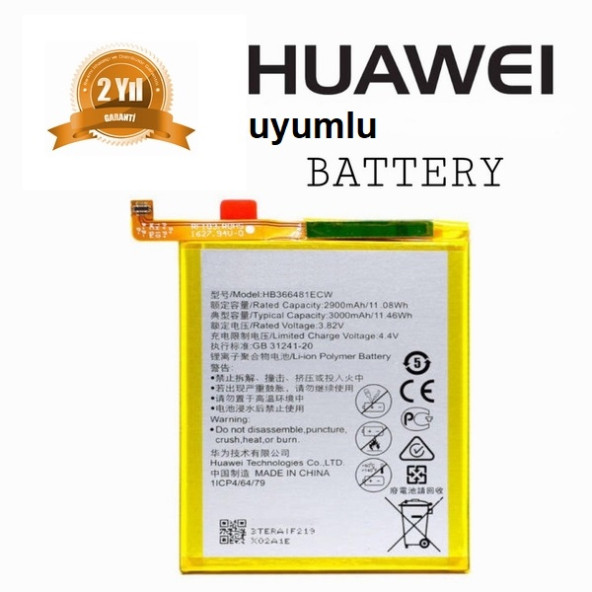 Day Huawei Enjoy 8 (HB366481ECW) 3000 mAh Batarya Pil Orijinal Uzun Ömürlü Yüksek Kapasite
