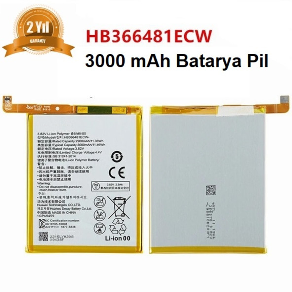 Day Huawei Nova P8 Lite HB366481ECW 3000 mAh Batarya Pil Orijinal Uzun Ömürlü Yüksek Kapasite