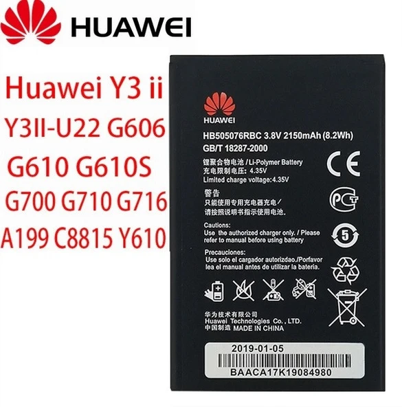 Huawei Pil Hb505076rbc G606 G610 G610s G700 G710 G716 A199 C8815 Y600d-u00 Y610 Y3