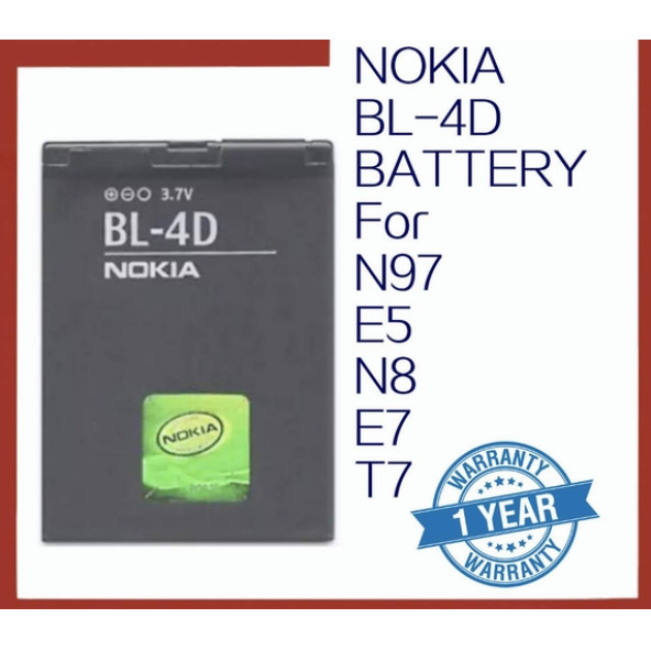 Bl 4d Nokia Batarya Pil N8-00 E5 E5-00 E7 E7-00 T7 T7-00 702t N5 808 N97 Mini