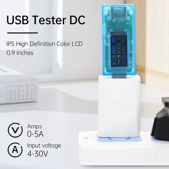 0.96 inç IPS LCD ekran 13 in 1 Çok fonksiyonlu USB Test Cihazı Gerilim Akım Güç Ölçer Voltmetre Ampermetre DC 4 30 V 5A - Resim 6