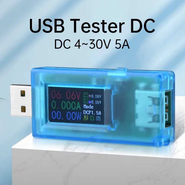 0.96 inç IPS LCD ekran 13 in 1 Çok fonksiyonlu USB Test Cihazı Gerilim Akım Güç Ölçer Voltmetre Ampermetre DC 4 30 V 5A ürün görseli 1