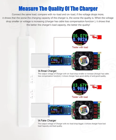 Gaqqee AT34 USB 3.0 renkli LCD Voltmetre ampermetre gerilim akım ölçer multimetre pil şarj Power Bank USB Test Cihazı - Resim 3