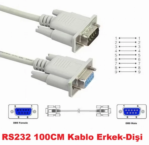 1 Metre Rs232 Uzatma Kablosu S-link SL-Db95 9Pin Dişi Erkek Seri Kablo ürün görseli 1