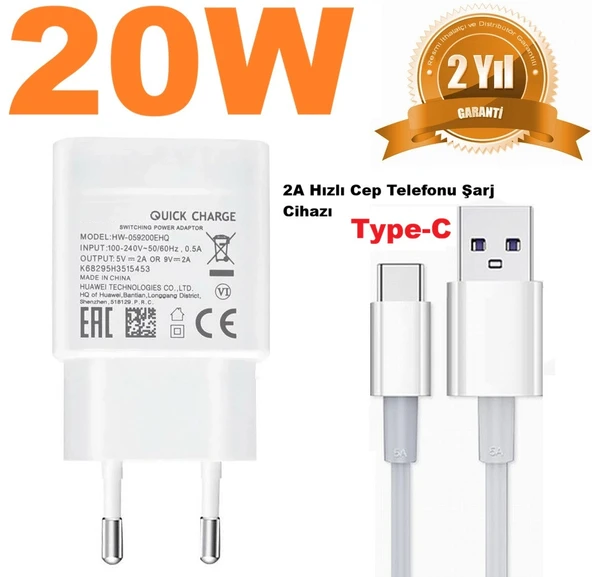 20W 2A Type-C Tüm Cep Telefonlarını Hızlı Şarj Eder (2 YIL İTHALATÇI GARANTİLİ) ürün görseli 1