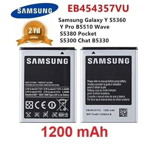 Orjinal Samsung Galaxy Uyumlu Y B5330 S5360 Y Pro B5510 Wave S5380 Pocket S5300 Chat Eb494357vu Pil