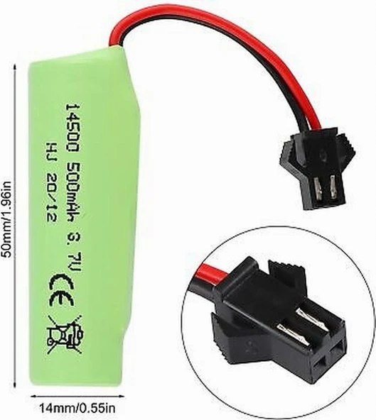 Siyah Soket Uzaktan Kumandalı Oyuncak Araba Pili 500 Mah 3.7v 14500 Li-ıon ürün görseli 1