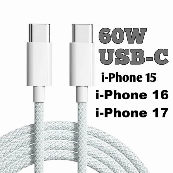 USB-C to USB-C 1 Metre Kablo 60W Güç PPS 2.0 Desteği Super Hızlı Şarj 480 Mbps Data Aktarım Hızı Type-C iphone 15 16 17 ürün görseli 1