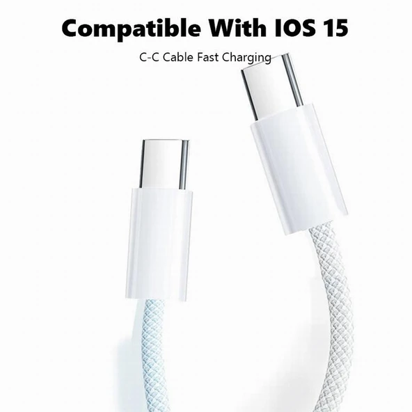 Apple iphone 16 16 Pro 16 Pro Max Örgü Kablo PD 60W USB-C Tip-C (100 cm) ürün görseli 1