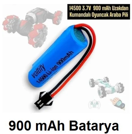 Siyah Soket Uzaktan Kumandalı Oyuncak Araba Pili 900 Mah 3.7v 14500 Li-ıon