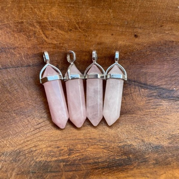 DAY Kuvars Pembe Doğal Aşk Taşı Çivi Kolye ucu Erkek& Kadın Kolye (Hediye Kutulu) ürün görseli 1