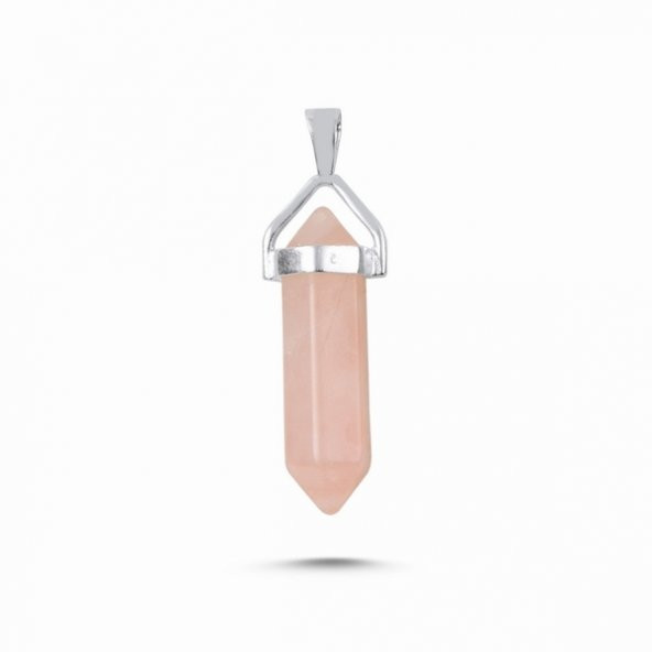 Kuvars Pembe Doğal Aşk Taşı Çivi Kolye ucu Erkek& Kadın Kolye (Hediye Kutulu) - Resim 3