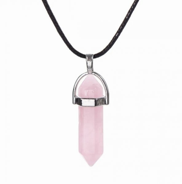 DY Kuvars Pembe Doğal Aşk Taşı Çivi Kolye ucu Erkek& Kadın Kolye (Hediye Kutulu) ürün görseli 1