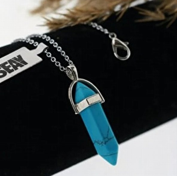 Day TURKUAZ (Firuze) TAŞI Erkek Kadın Uniex KOLYE ÇİVİ ŞEKLİNDE DOĞALTAŞ KOLYE (Hediye Kutulu) ürün görseli 1