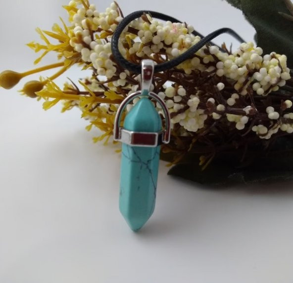 Day TURKUAZ (Firuze) TAŞI Erkek Kadın Uniex KOLYE ÇİVİ ŞEKLİNDE DOĞALTAŞ KOLYE (Hediye Kutulu) ürün görseli 1