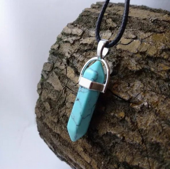 Day TURKUAZ (Firuze) TAŞI Erkek Kadın Uniex KOLYE ÇİVİ ŞEKLİNDE DOĞALTAŞ KOLYE (Hediye Kutulu) ürün görseli 1