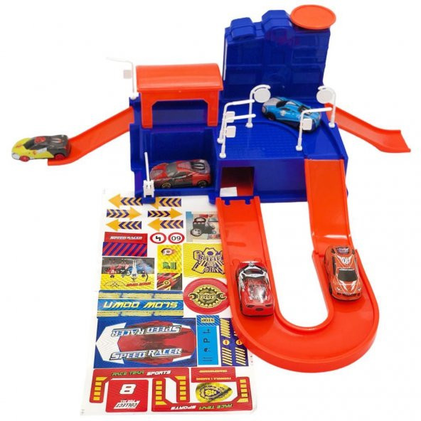 Toysan 5 Metal Yarış Aracı ve Garaj Oyun Seti TOY-33,Çocuklar İçin Garaj Seti ve Arabalar - 2