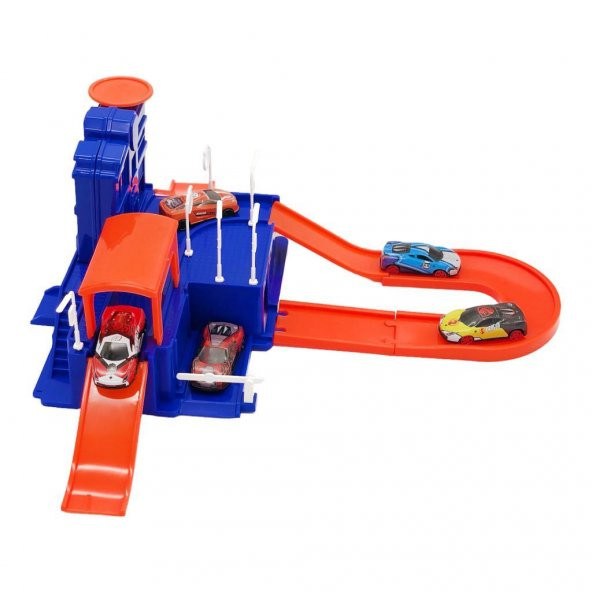 Toysan 5 Metal Yarış Aracı ve Garaj Oyun Seti TOY-33,Çocuklar İçin Garaj Seti ve Arabalar - 7