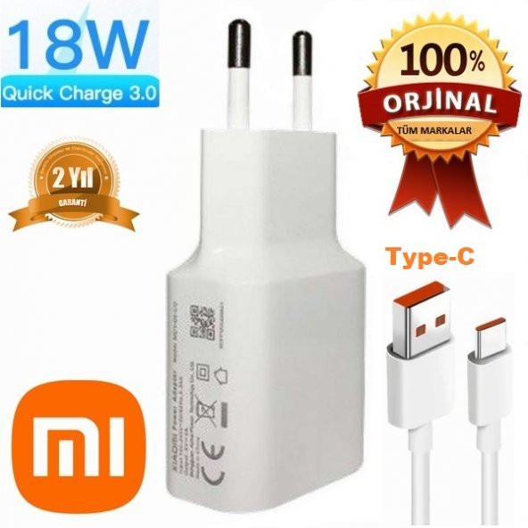 Orjinal Xiaomi Mi 11 Ultra Type-C Data Kablo ve 18W 2A MDY08EO Hızlı Şarj cihazı