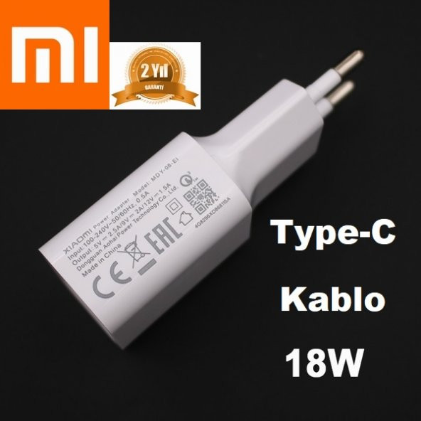 Orjinal Xiaomi Mi 11 Type-C Data Kablo ve 18W 2A MDY08EO Hızlı Şarj cihazı